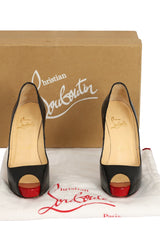 Christian Louboutin Size-35 Black Leather Very Prive 120 Peep-Toe Pumps