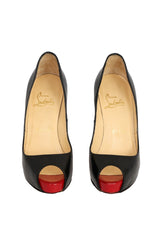 Christian Louboutin Size-35 Black Leather Very Prive 120 Peep-Toe Pumps