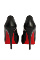 Christian Louboutin Size-35 Black Leather Very Prive 120 Peep-Toe Pumps