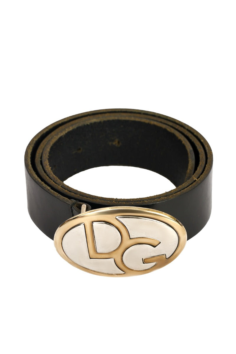 Dolce & Gabbana Size-75 Cm/ 30 Inch Black Leather Logo Buckle Belt
