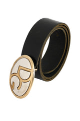 Dolce & Gabbana Size-75 Cm/ 30 Inch Black Leather Logo Buckle Belt