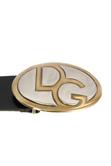 Dolce & Gabbana Size-75 Cm/ 30 Inch Black Leather Logo Buckle Belt