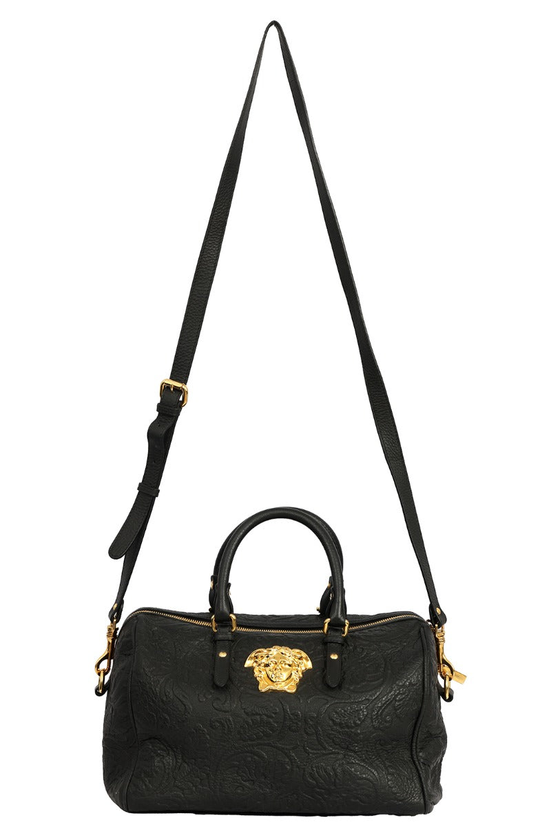 Versace Medusa Embossed Leather Bowling Bag