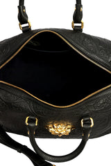 Versace Medusa Embossed Leather Bowling Bag