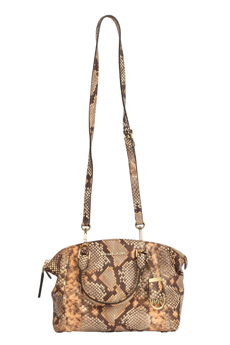 Michael Kors Riley Small Embossed-Leather Satchel Bag