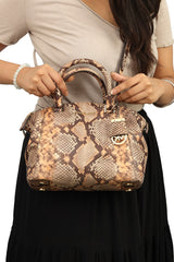 Michael Kors Riley Small Embossed-Leather Satchel Bag