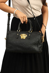 Versace Medusa Embossed Leather Bowling Bag