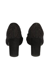 SALVATORE FERRAGAMO SIZE EU  40 BLACK LACE HEELS