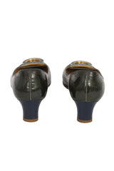 SALVATORE FERRAGAMO SIZE EU  40 PATENT LEATHER BLOCK HEELS 