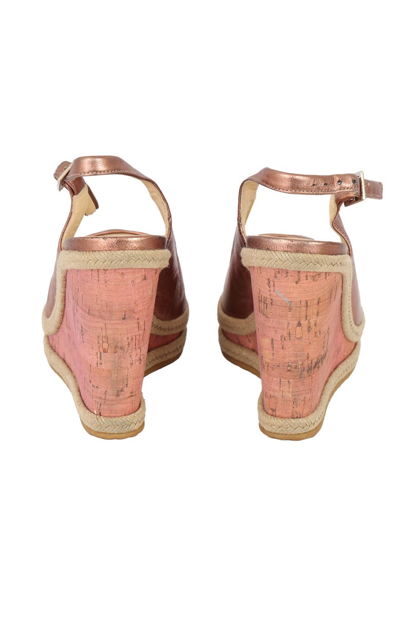 JIMMY CHOO SIZE EU - 37 NOVA METALLIC ROSE TOE HEELS 