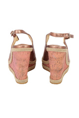 JIMMY CHOO SIZE EU - 37 NOVA METALLIC ROSE TOE HEELS 