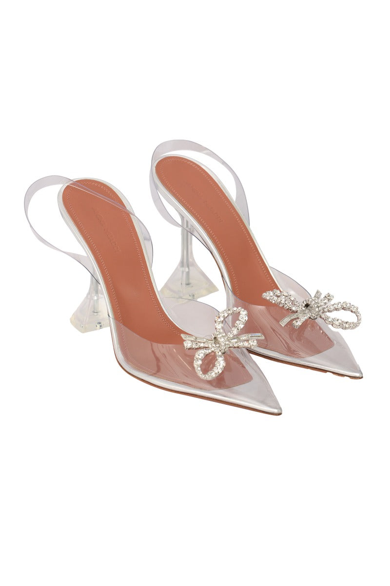 AMINA MUADDI SIZE EU 40  ROSE GLASS SLINGBACK PUMP 
