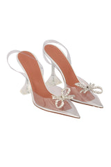 AMINA MUADDI SIZE EU 40  ROSE GLASS SLINGBACK PUMP 