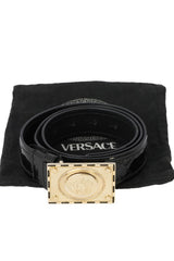 Versacesize- 90 Cm/ 36 Inches Black Patent Leather Belt