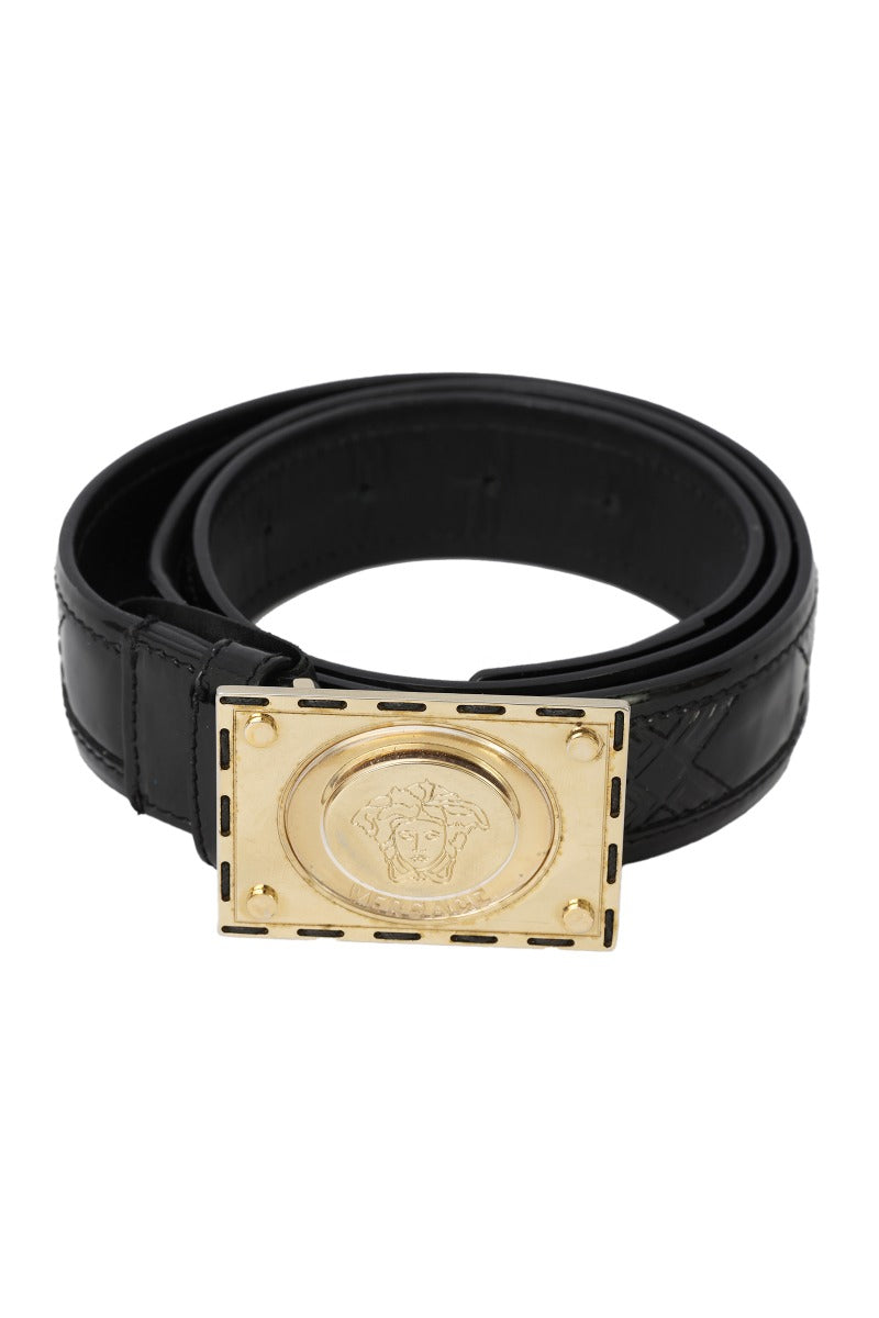 Versacesize- 90 Cm/ 36 Inches Black Patent Leather Belt