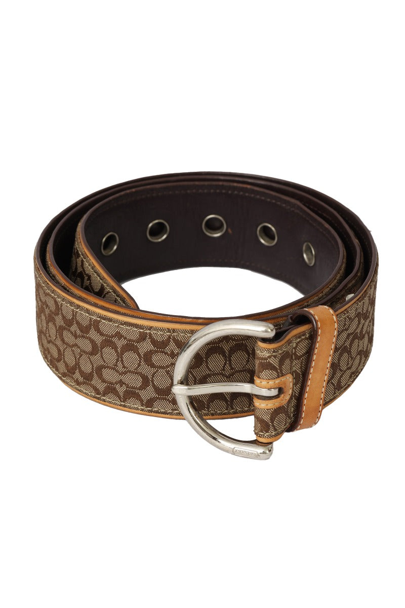 Coach Size-L ( 95 Cm/ 38 Inch) Signature Logo Canvas Belt