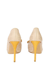 Salvatore Ferragamo Size-Uk 7 Floral Embroidered Plum Vara Bow Peep Toe Pumps