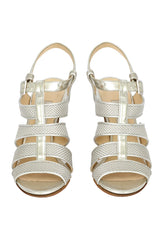 Jimmy Choo Size- EU 39 Silver Strappy Block Heel Sandals