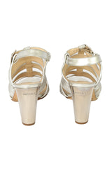 Jimmy Choo Size- EU 39 Silver Strappy Block Heel Sandals