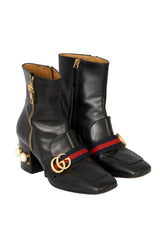 Gucci Size- EU 37.5 Peyton Marmont Logo Pearl Embelished Ankle Boots