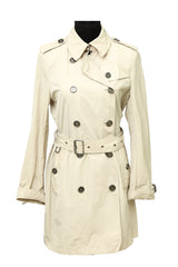 Burberrysize-Uk 10 Light Beige Synthetic Double Breasted Belted Trench Coat
