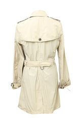 Burberrysize-Uk 10 Light Beige Synthetic Double Breasted Belted Trench Coat