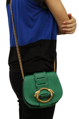 Roberto Cavalli Green Calfskin Sling Bag