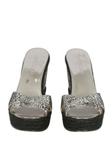 Jimmy Choo Size 38 Silver Snake Print Wedges