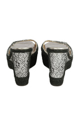 Jimmy Choo Size 38 Silver Snake Print Wedges