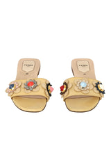 Fendi Size- EU 36 Patent Leather Embellished Flowerland Flat Slides