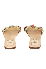 Fendi Size- EU 36 Patent Leather Embellished Flowerland Flat Slides