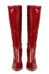 Fendi Size- EU 38.5 Red Pointed Toe Patent Leather Knee Boots