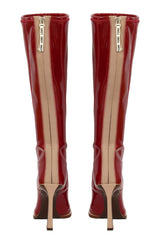 Fendi Size- EU 38.5 Red Pointed Toe Patent Leather Knee Boots