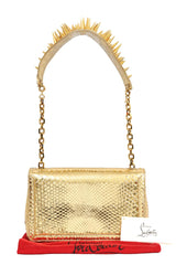 Christian Louboutin Gold Python Artemis Spiked Shoulder Bag
