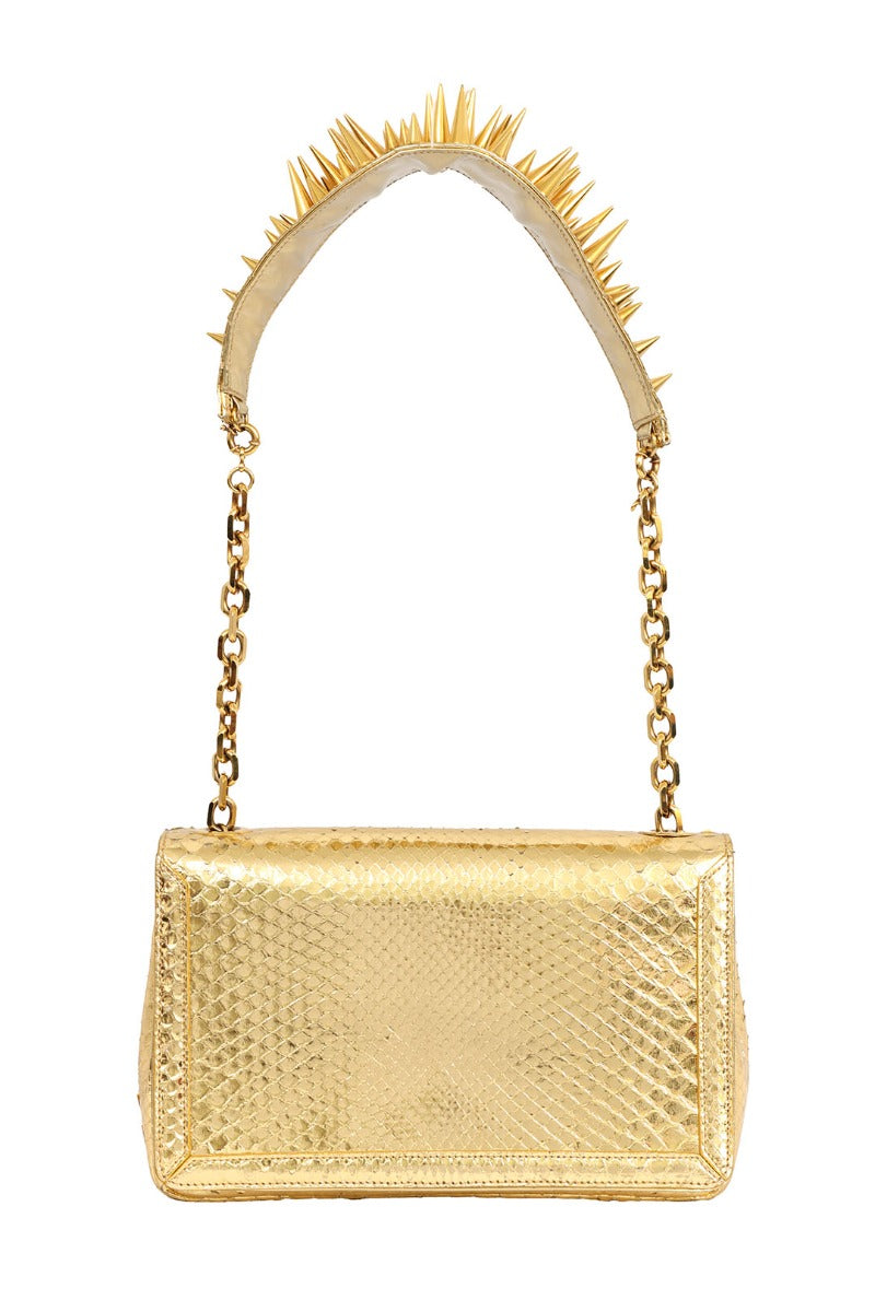 Christian Louboutin Gold Python Artemis Spiked Shoulder Bag