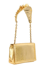 Christian Louboutin Gold Python Artemis Spiked Shoulder Bag