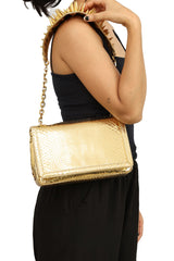 Christian Louboutin Gold Python Artemis Spiked Shoulder Bag