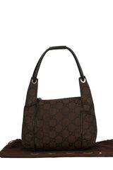 Gucci Brown Pony Style Canvas Shoulder Bag