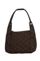 Gucci Brown Pony Style Canvas Shoulder Bag