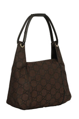 Gucci Brown Pony Style Canvas Shoulder Bag