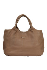 Tods Brown Leather Logo Top Handle Bag