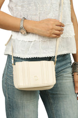Tory Burch Off White Leather Flap Crossbody Bag