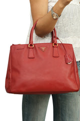 Prada Red Saffiano Large Lux Leather Tote Bag