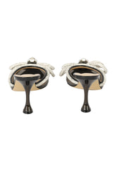 Mach & Mach Size- EU 38 Double Bow Crystal-Embellished Heeled Mules