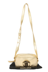Roberto Cavalli Metallic Gold Snake Logo Crossbody Bag
