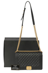 Chanel Black Medium Boy Leather Bag
