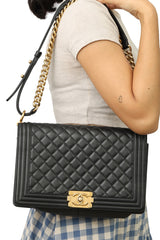 Chanel Black Medium Boy Leather Bag