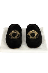 Versace Size- EU 39.5 Medusa Black Head Velvet Slippers