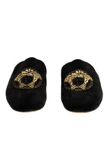 Versace Size- EU 39.5 Medusa Black Head Velvet Slippers
