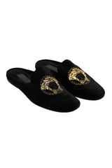 Versace Size- EU 39.5 Medusa Black Head Velvet Slippers